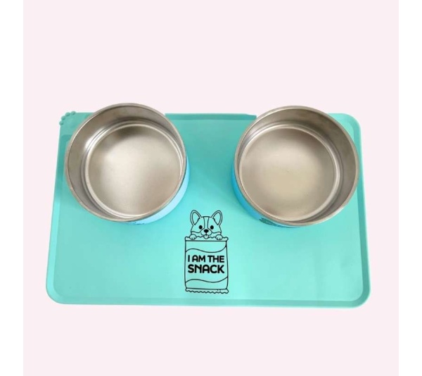 "I Am The Snack" Aqua Dog Food Mat