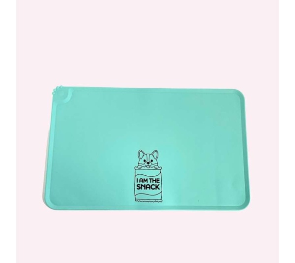 "I Am The Snack" Aqua Dog Food Mat