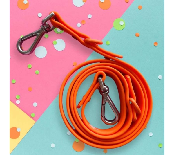 "Warning: Sloppy Kisser" Orange Leash