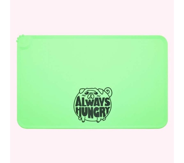 "Always Hungry" Green Dog Food Mat