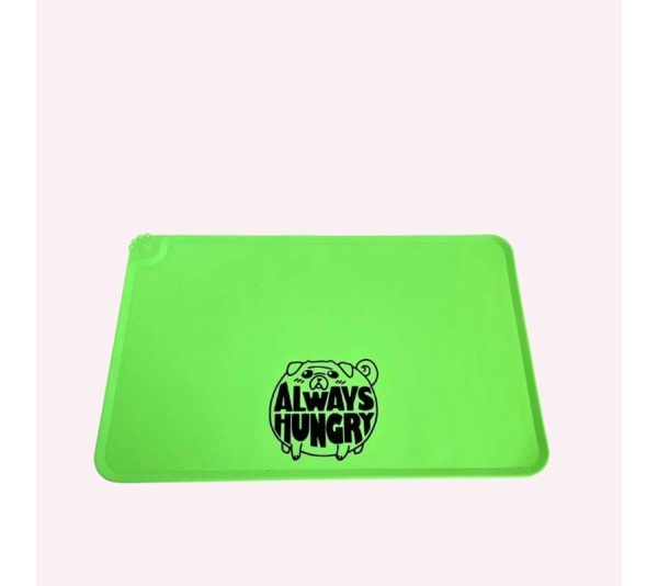 "Always Hungry" Green Dog Food Mat