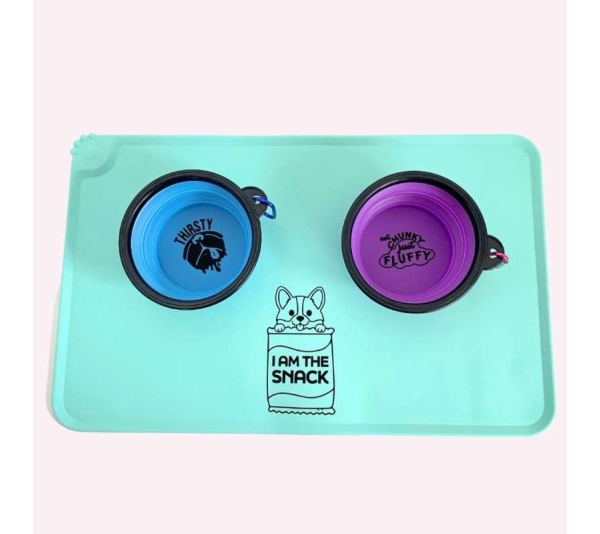"I Am The Snack" Aqua Dog Food Mat
