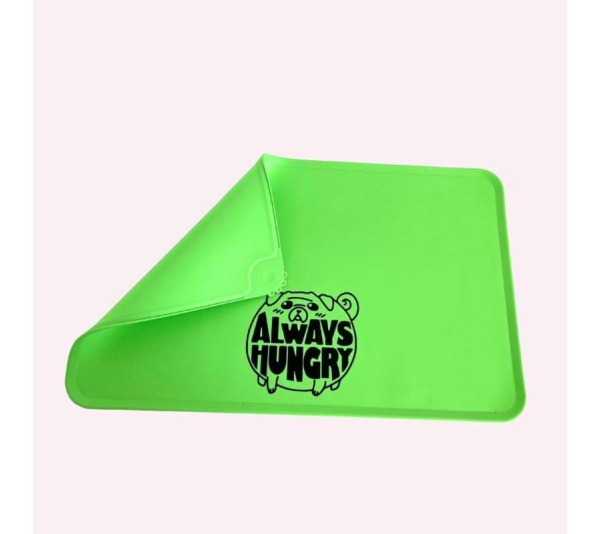 "Always Hungry" Green Dog Food Mat