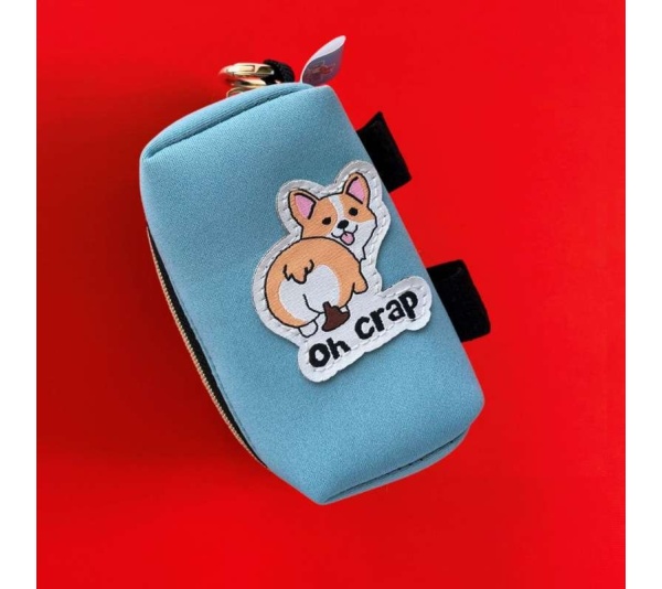 "Oh Crap" Blue Poop Bag Dispenser