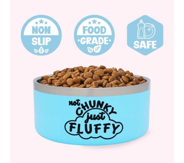 "Not Chunky Just Fluffy" Blue Food Bowl