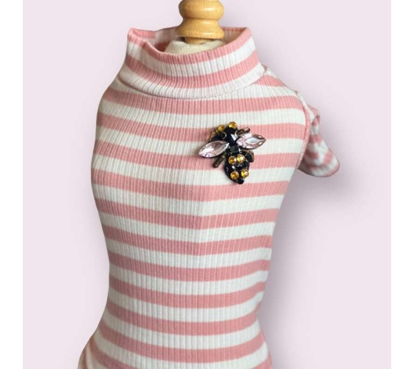 Dazzling Bee Stripe Turtleneck- Dog Sweater - XS
