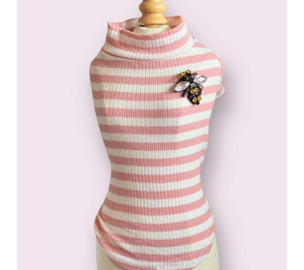 Dazzling Bee Stripe Turtleneck- Dog Sweater - XL