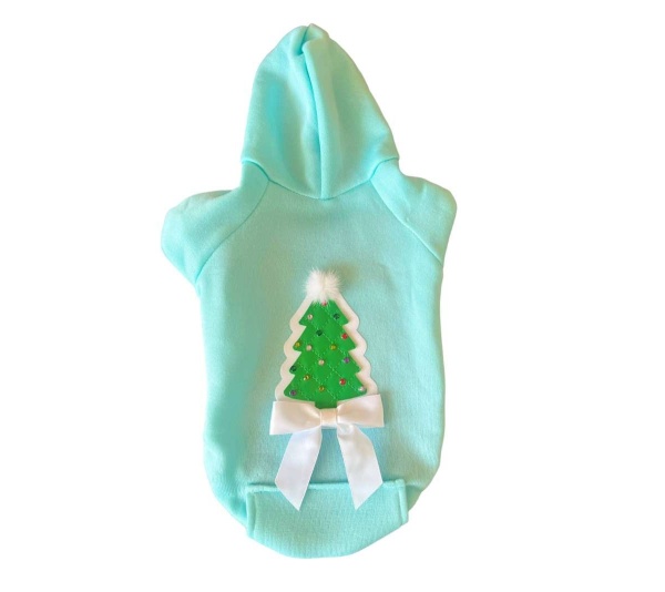 Quilted Christmas Tree Dog Hoodie - Medium
