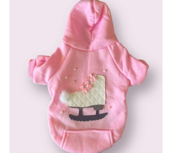 Quilted Ice Skate Dog Hoodie - Medium