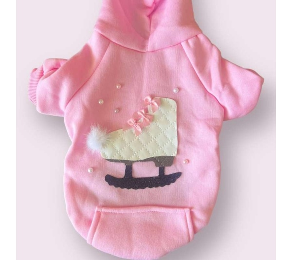Quilted Ice Skate Dog Hoodie - Small