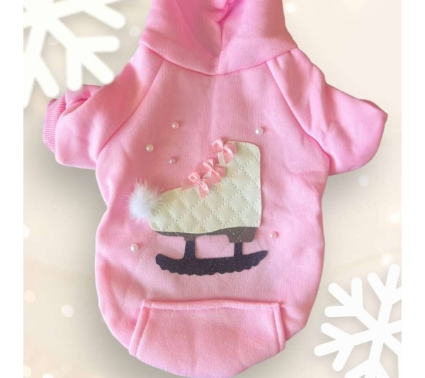 Quilted Ice Skate Dog Hoodie - XS
