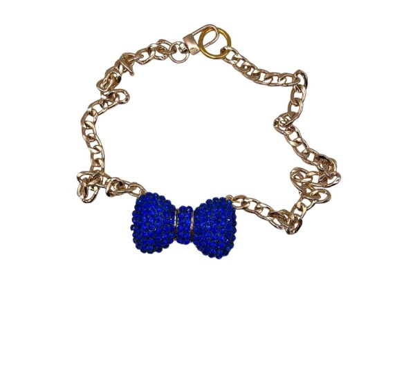 Royal Blue Bow Necklace- Big Dog Necklace - 4XL