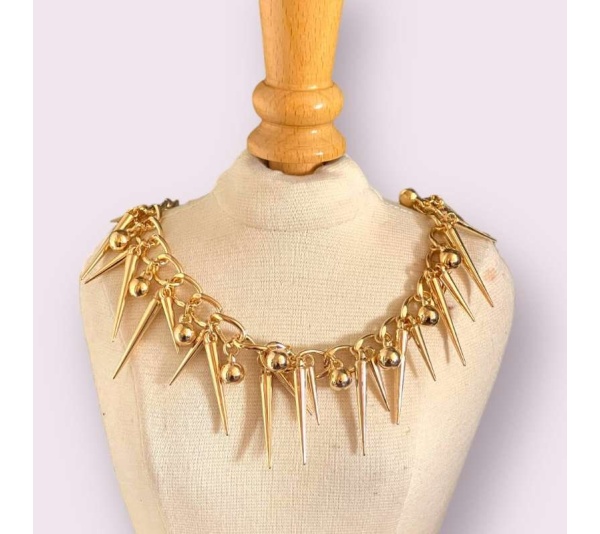 Spikey Stud Chain- Dog Necklace - Medium