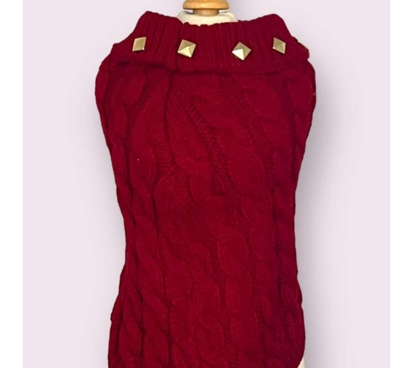 Studded Knit Turtleneck- Dog Sweater - Small