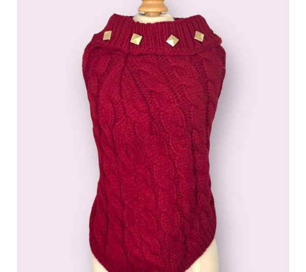 Studded Knit Turtleneck- Dog Sweater - Medium