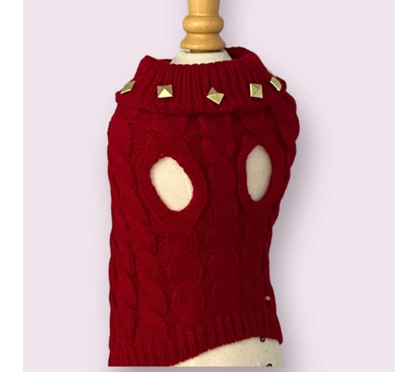 Studded Knit Turtleneck- Dog Sweater - XL