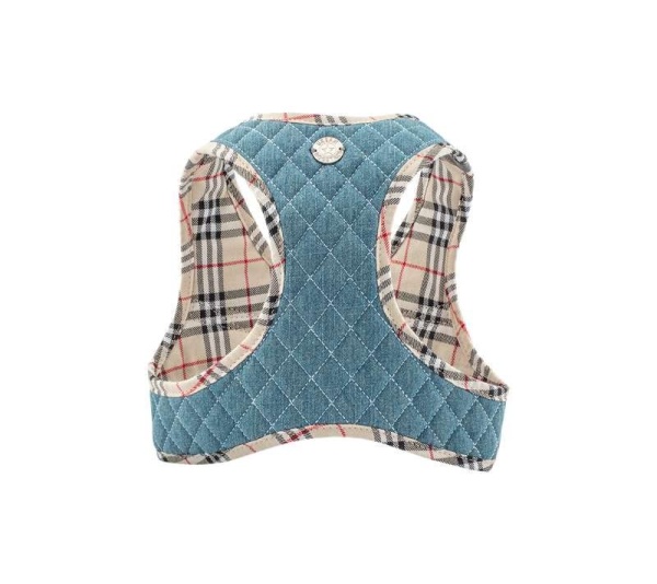 Denim & Beige Plaid - Step-In Denim Harness - Small