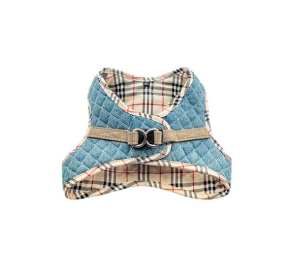 Denim & Beige Plaid - Step-In Denim Harness - XL