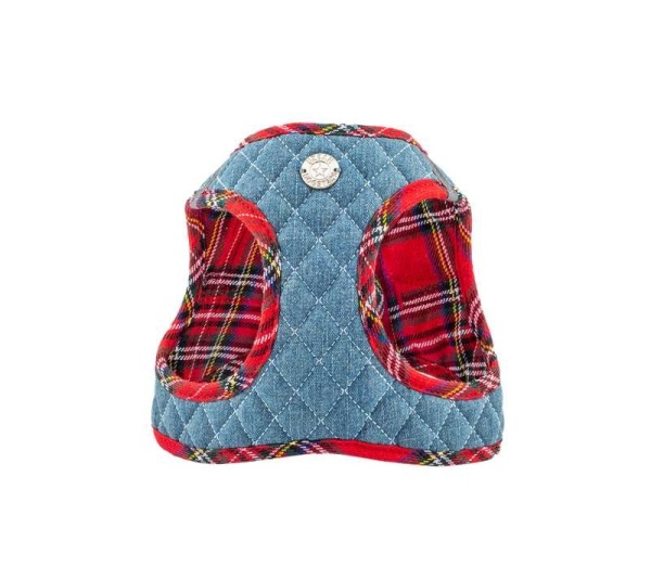 Denim & Red Plaid - Step-In Denim Harness - Large