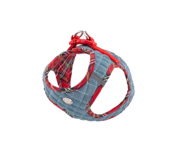 Denim & Red Plaid - Step-In Denim Harness - XL