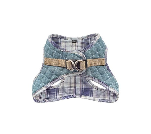 Denim & Blue Plaid - Step-In Denim Harness - Large