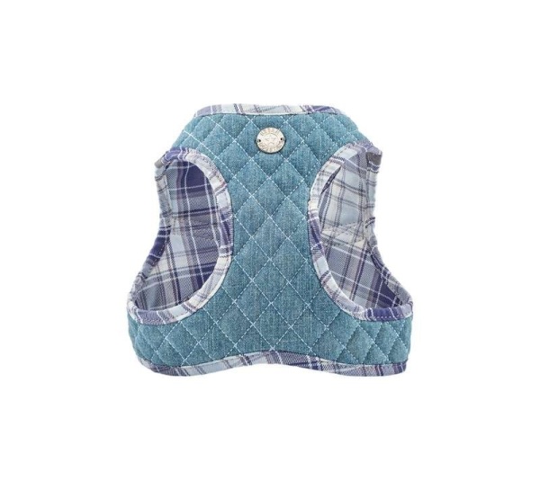 Denim & Blue Plaid - Step-In Denim Harness - Large