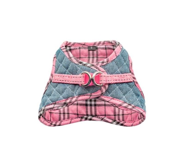 Denim & Pink Plaid - Step-In Denim Harness - Large