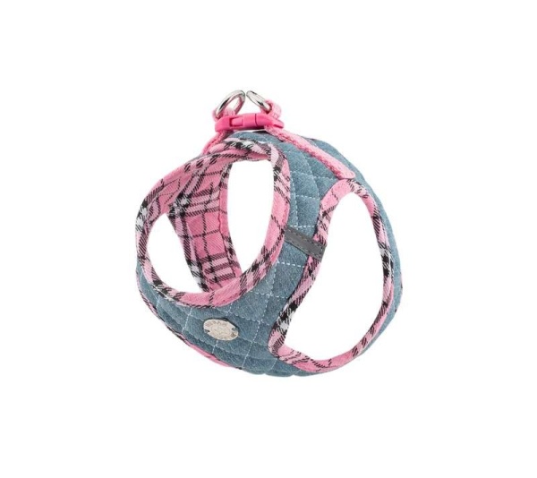 Denim & Pink Plaid - Step-In Denim Harness - Medium