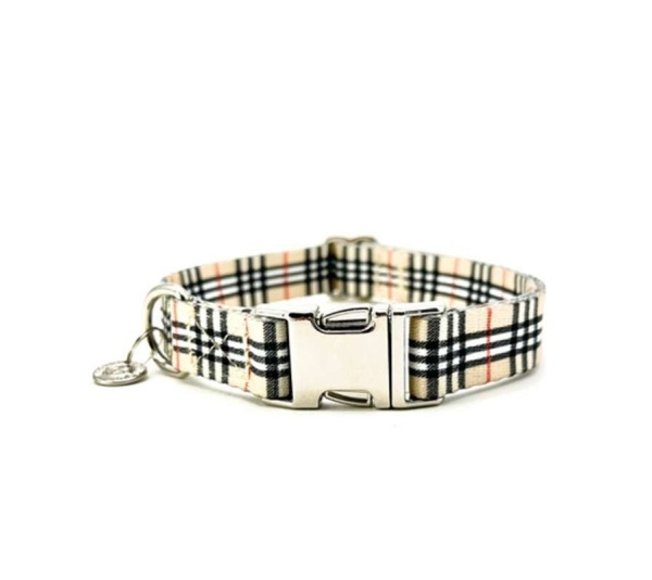Beige Plaid - Adjustable Collar - Medium