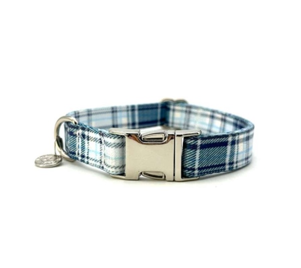 Blue Plaid - Adjustable Collar - Large