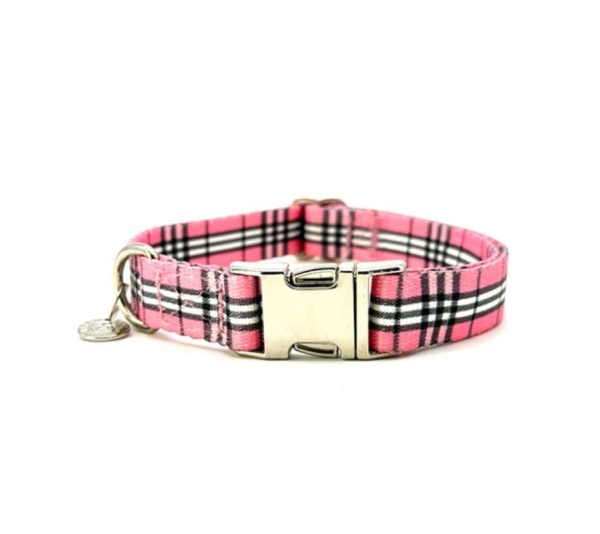 Pink Plaid - Adjustable Collar - Large