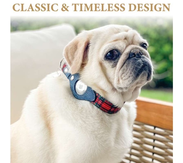 Pink Plaid & Denim - Apple Airtag Collar - Small