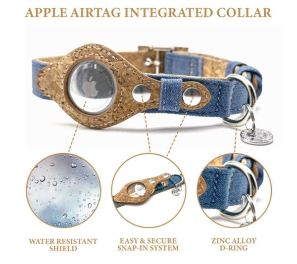 Denim & Cork - Apple Airtag Collar - Large