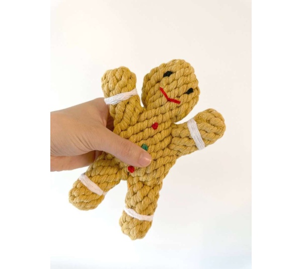 Handmade Sustainable Gingerman Rope Toys, Dog Chew Toys