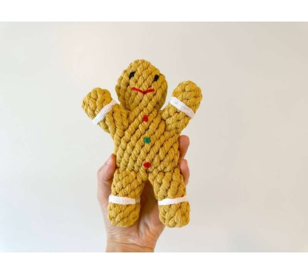 Handmade Sustainable Gingerman Rope Toys, Dog Chew Toys