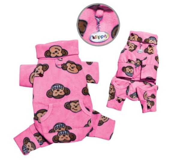 Pink - Silly Monkey Fleece Turtleneck Pajamas - XS