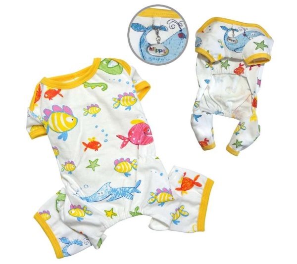 White - Knit Cotton Pajamas with Ocean Pals - XS