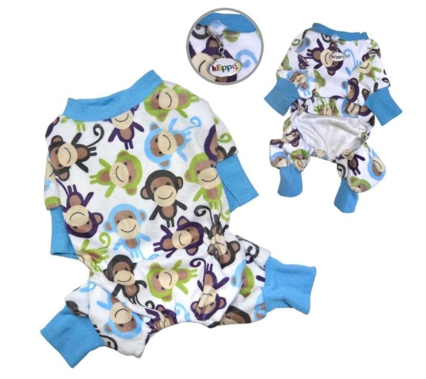 Blue - Ultra Soft Plush Minky Monkey Pajamas - XS