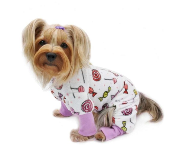 White - Ultra Soft Plush Minky Sweet Candies Pajamas - L