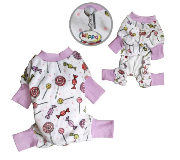 White - Ultra Soft Plush Minky Sweet Candies Pajamas - XL