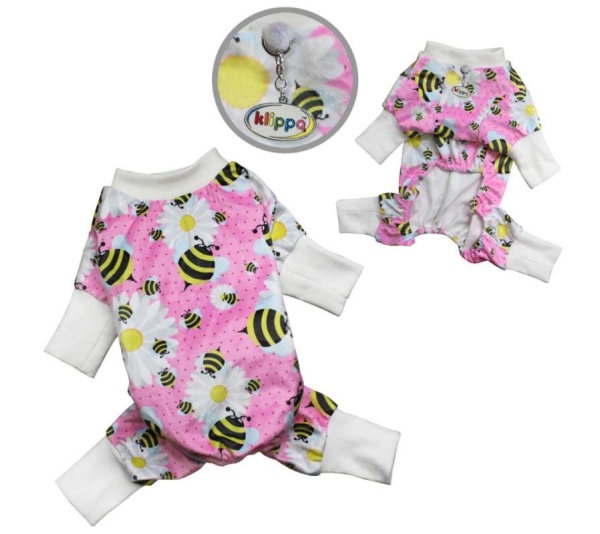Pink - Ultra Soft Plush Minky Bumblebee & Flower Pajamas - XS
