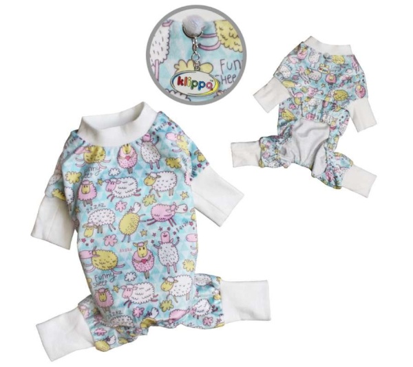 Light Blue - Ultra Soft Plush Minky Funny Sheep Pajamas - S