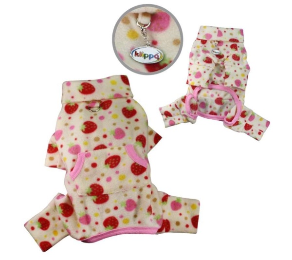 Yellow - Yummy Strawberry Fleece Turtleneck Pajamas - XS