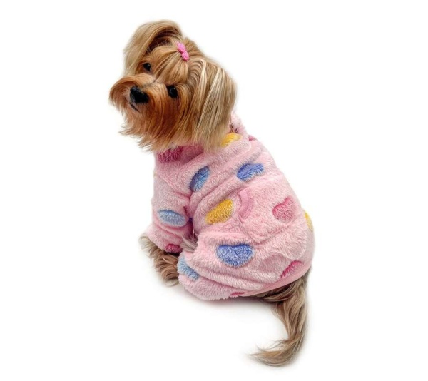 Pink - Ultra Plush Colorful Hearts Turtleneck Pajamas - L