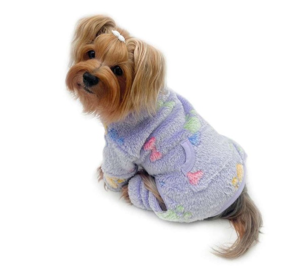 Purple - Ultra Plush Colorful Bones/Paws Turtleneck Pajamas - XS