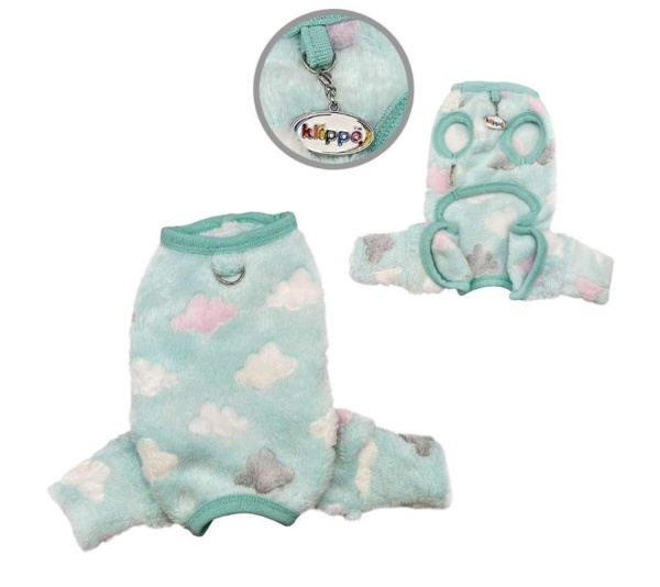 Green - Ultra Plush Fluffy Clouds Front Sleeveless Pajamas - L