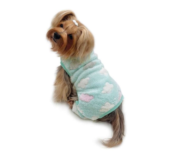 Green - Ultra Plush Fluffy Clouds Front Sleeveless Pajamas - M