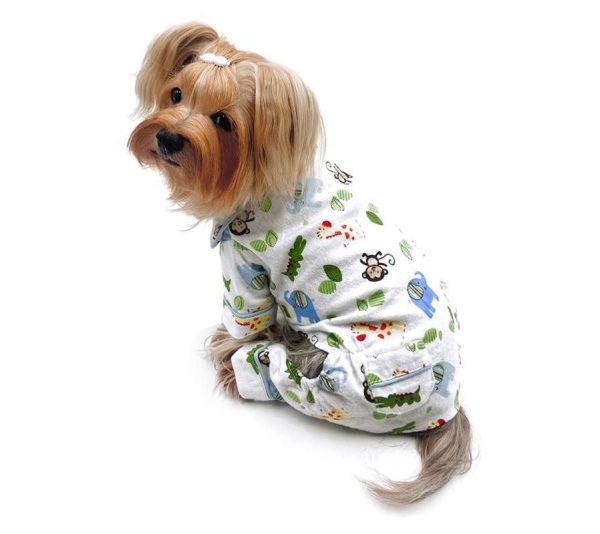 White - Zoo Animals Flannel Pajamas with 2 Pockets - XS