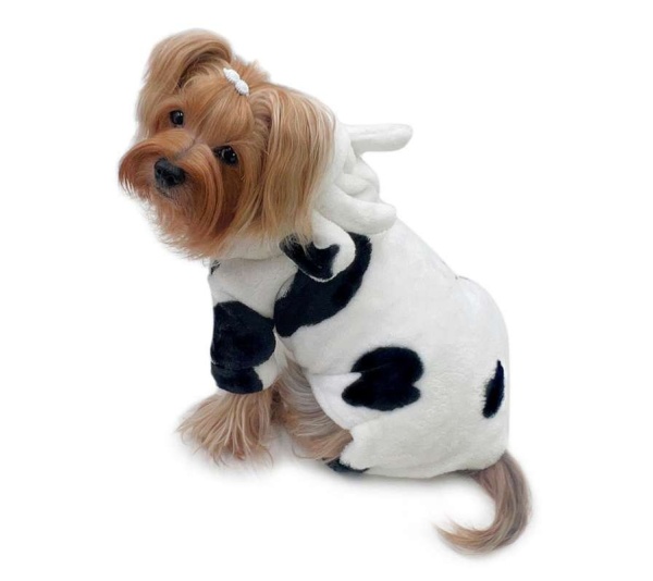 White - Ultra Plush Moo Cow Hooded Pajamas - L