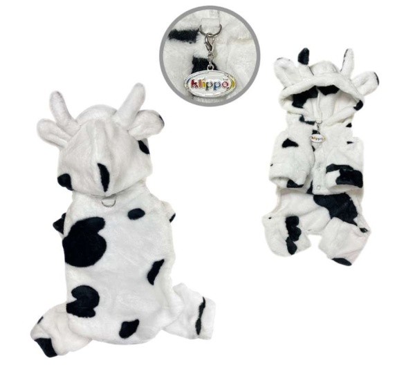White - Ultra Plush Moo Cow Hooded Pajamas - M